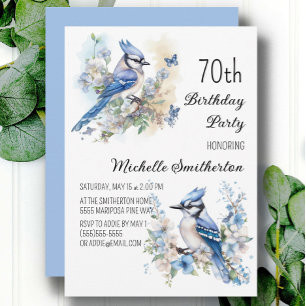 Blue Jay Bird Blume Springtime 70. Geburtstag Einladung