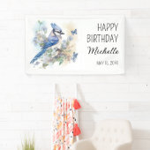 Blue Jay Bird Blume Springtime Geburtsname Banner (Insitu)