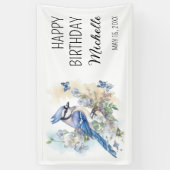 Blue Jay Bird Blume Springtime Geburtsname Banner (Vertikal)