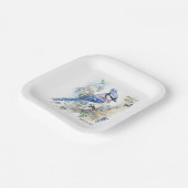 Blue Jay Bird Blume Springtime Geburtsname Pappteller (Gewinkelt)