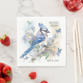 Blue Jay Bird Blume Springtime Geburtsname Serviette (Beispiel)
