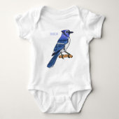 Blue Jay bird Cartoon Baby Strampler (Vorderseite)
