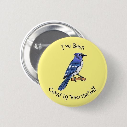 Blue Jay bird Cartoon Button (Vorne & Hinten)