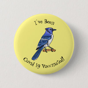 Blue Jay bird Cartoon Button
