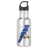 Blue Jay bird Cartoon Edelstahlflasche (Vorderseite)