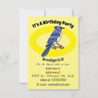 Blue Jay bird Cartoon Einladung
