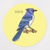 Blue Jay bird Cartoon Etiketten (Design 2)