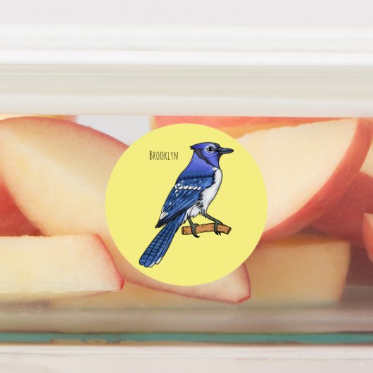 Blue Jay bird Cartoon Etiketten (Befestigt)