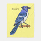 Blue Jay bird Cartoon Fleecedecke (Vorderseite)
