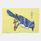 Blue Jay bird Cartoon Geschirrtuch (Horizontal)
