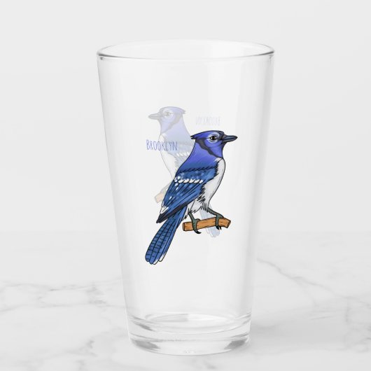Blue Jay bird Cartoon Glas (Vorderseite)
