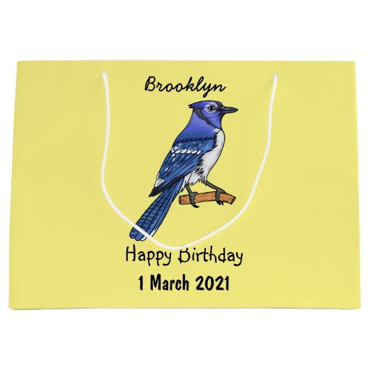 Blue Jay bird Cartoon Große Geschenktüte (Vorderseite)