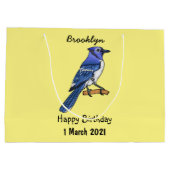 Blue Jay bird Cartoon Große Geschenktüte (Rückseite)