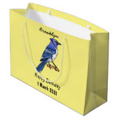 Blue Jay bird Cartoon Große Geschenktüte (Rückseite Schrägansicht)