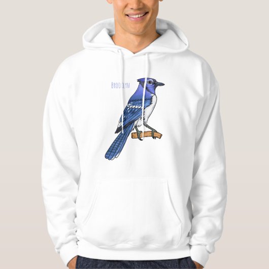Blue Jay bird Cartoon Hoodie (Vorderseite)
