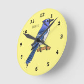 Blue jay bird cartoon illustration runde wanduhr (Winkel)