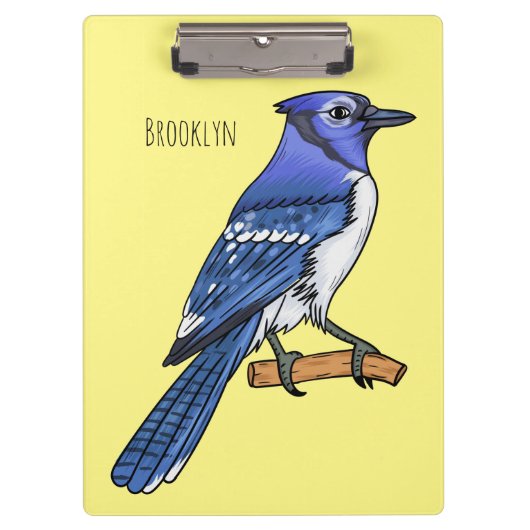 Blue Jay bird Cartoon Klemmbrett (Vorderseite)