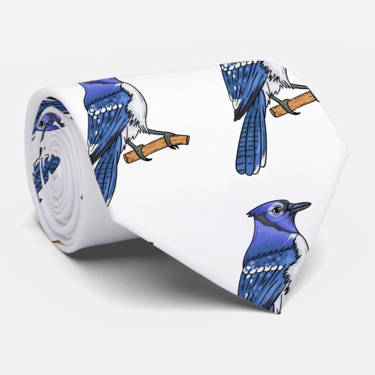 Blue Jay bird Cartoon Krawatte (Gerollt)
