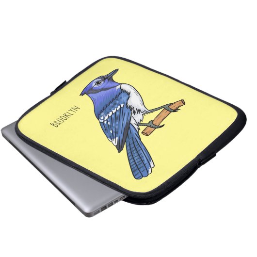 Blue Jay bird Cartoon Laptopschutzhülle (Vorne Knopf)