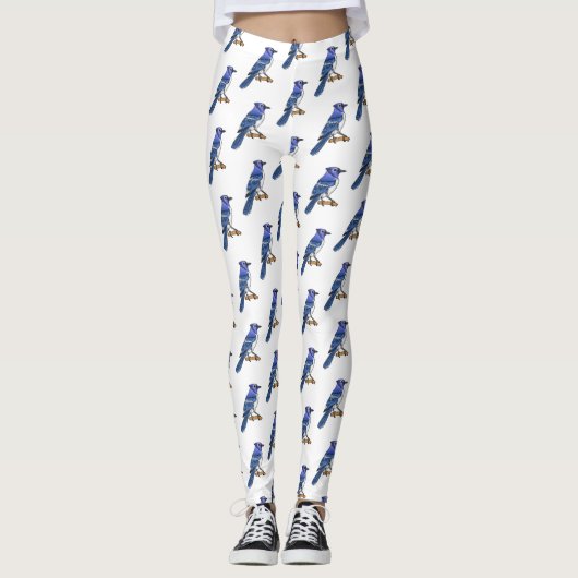 Blue Jay bird Cartoon Leggings (Vorderseite)