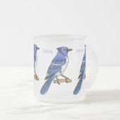 Blue Jay bird Cartoon Mattglastasse (VorderseiteRechts)