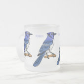 Blue Jay bird Cartoon Mattglastasse (Vorderseite Links)