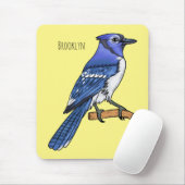 Blue Jay bird Cartoon Mousepad (Mit Mouse)