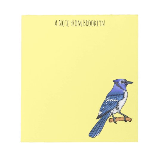 Blue Jay bird Cartoon Notizblock (Vorderseite)