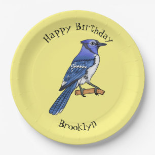 Blue Jay bird Cartoon Pappteller