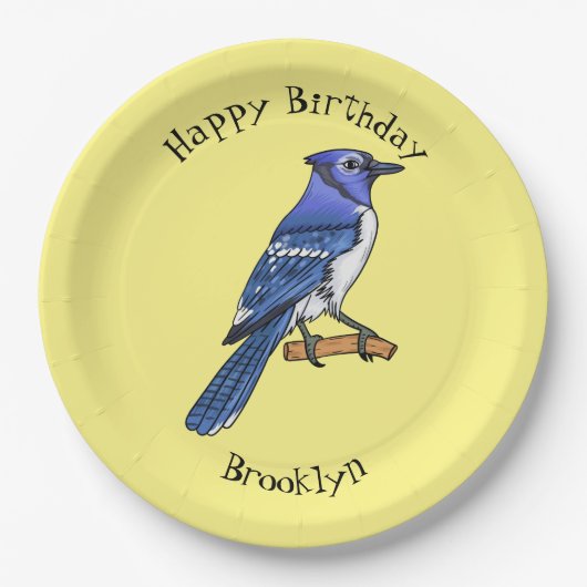 Blue Jay bird Cartoon Pappteller (Vorderseite)