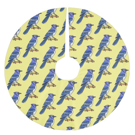 Blue Jay bird Cartoon Polyester Weihnachtsbaumdecke (Vorderseite)