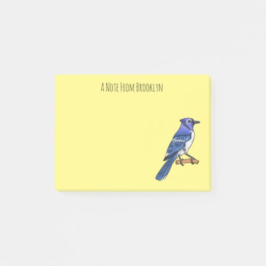 Blue Jay bird Cartoon Post-it Klebezettel (Vorderseite)