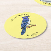 Blue Jay bird Cartoon Runder Pappuntersetzer (Angewinkelt)