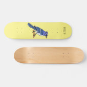 Blue Jay bird Cartoon Skateboard (Horizontal)