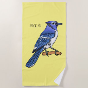 Blue Jay bird Cartoon Strandtuch