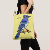 Blue Jay bird Cartoon Tasche (Von Nahem)
