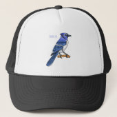 Blue Jay bird Cartoon Truckerkappe (Vorderseite)