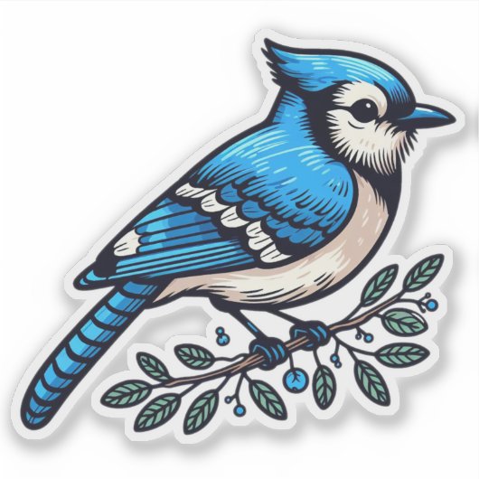 Blue Jay bird Custom Cut Vinyl Sticker (Vorderseite)