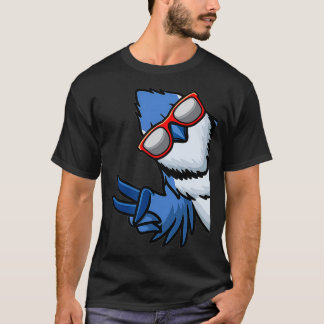 Blue Jay Bird Cyanocitta Cristata von der Seite mi T-Shirt