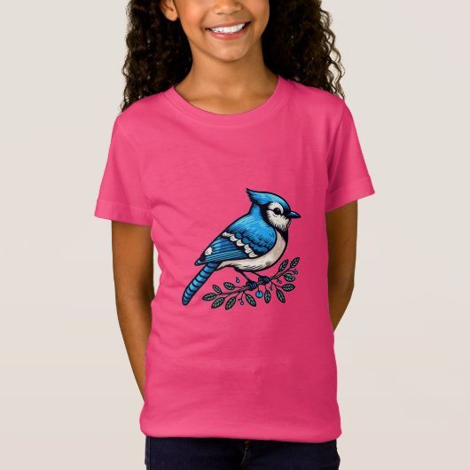 Blue Jay bird Fine Jersey T - Shirt (Vorderseite)