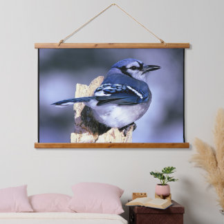 Blue Jay Bird Liebhaber Wandteppich Mit Holzrahmen