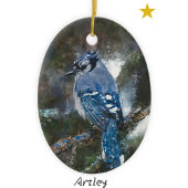 Blue Jay Bird Malerei Custom Year Weihnachten Keramik Ornament