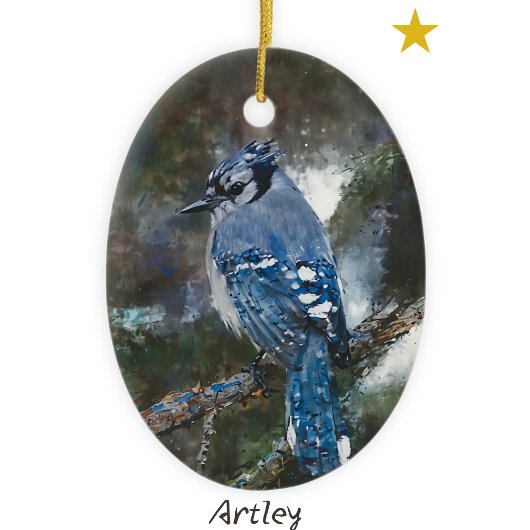 Blue Jay Bird Malerei Custom Year Weihnachten Keramik Ornament