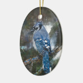 Blue Jay Bird Malerei Custom Year Weihnachten Keramik Ornament (Links)
