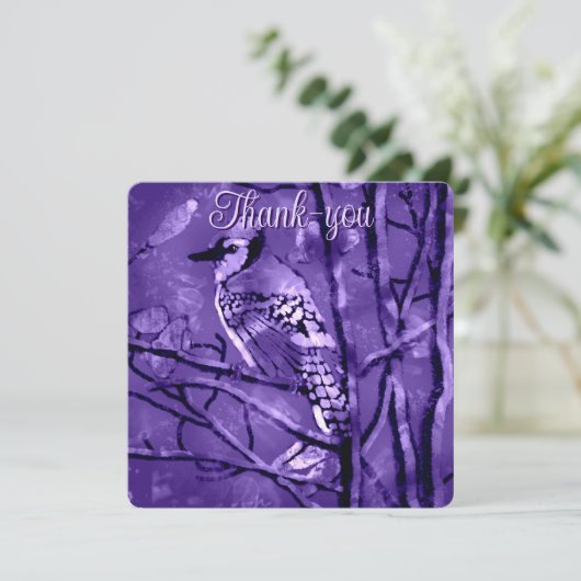 Blue Jay Bird Pink Abstrakte Kunst Personalisiert (Stehend Vorderseite)