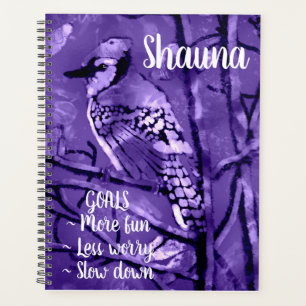 Blue Jay Bird Pink Abstrakte Kunst Personalisiert Planer
