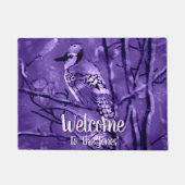 Blue Jay Bird Purple Abstract Art Personalized Fußmatte (Vorderseite)