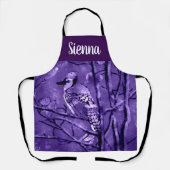 Blue Jay Bird Purple Abstract Art Personalized Schürze (Vorderseite)