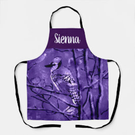 Blue Jay Bird Purple Abstract Art Personalized Schürze