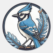 Blue Jay Bird Runder Aufkleber (Vorderseite)